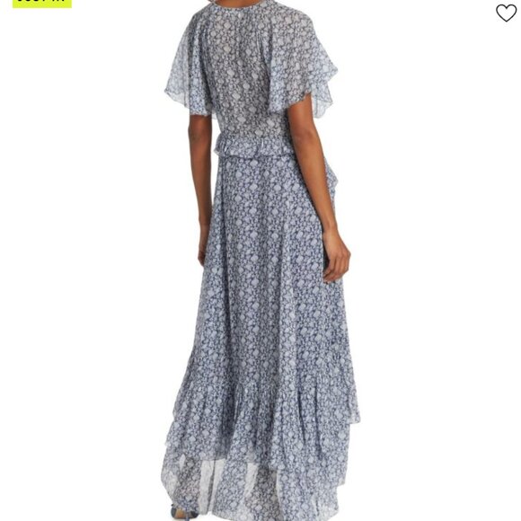 DÔEN Antoinette Floral Silk Maxi Dress, Blue Tea - Size M - Picture 7 of 7